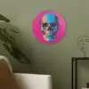 Neon - Blauw - Pop-art - Schedel Akoestische PET Vilt - Rond klein -sfeer2