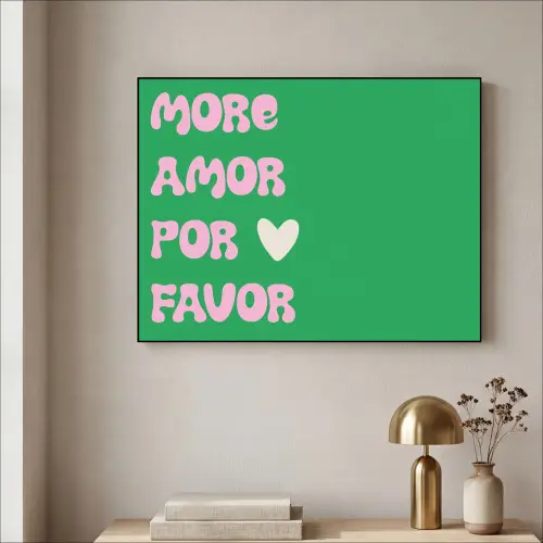 Amor - Valentijn - Groen - Tekst Textielframe zwart klein -sfeer2