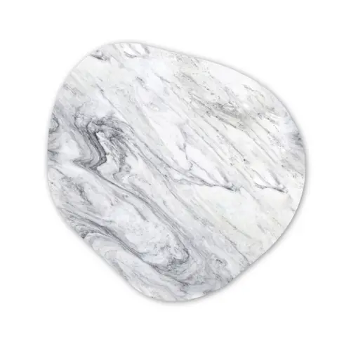 Wervelende - Grijsstructuur - Marmer - Wit Wandcirkel Organisch Forex 3mm klein 629 -3d