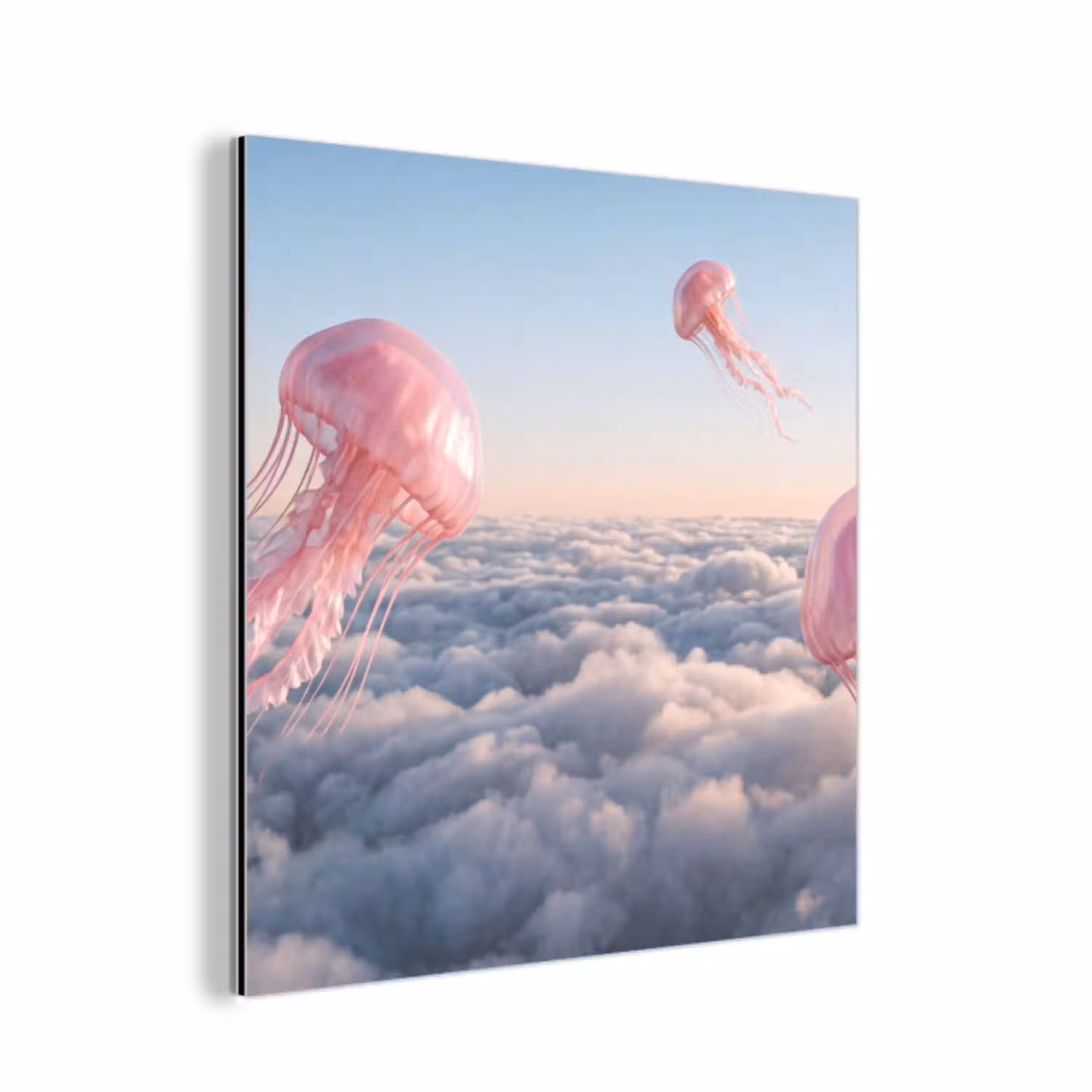 Roze dier - Wolken aluminium wit klein -3d