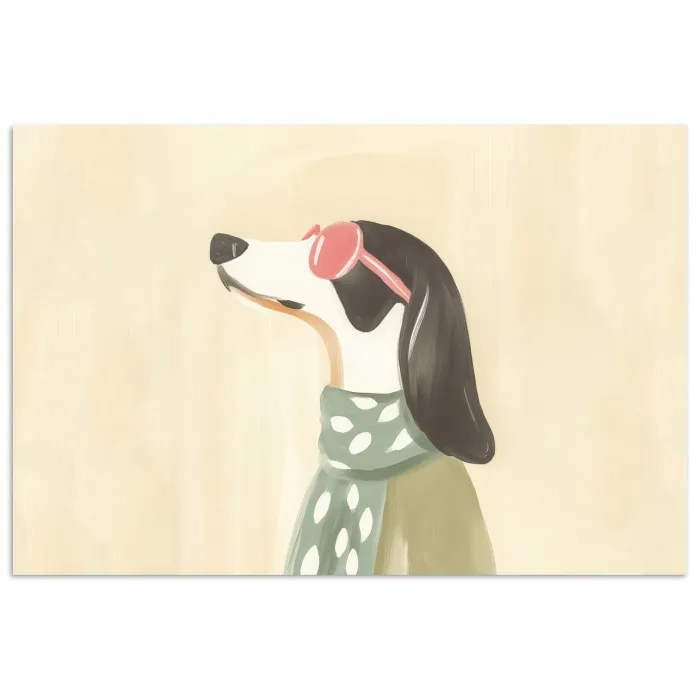 Hond - Zonnebril - Sjaal poster papier klein -3d