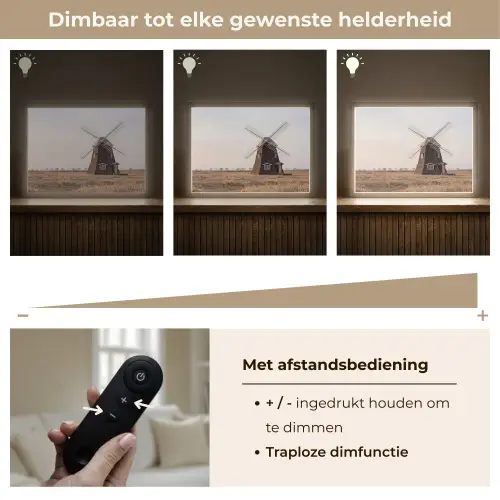Windmolens - Landschap - Veld Light Box met batterij (Wandlamp) middel -USP_dimbaarNL