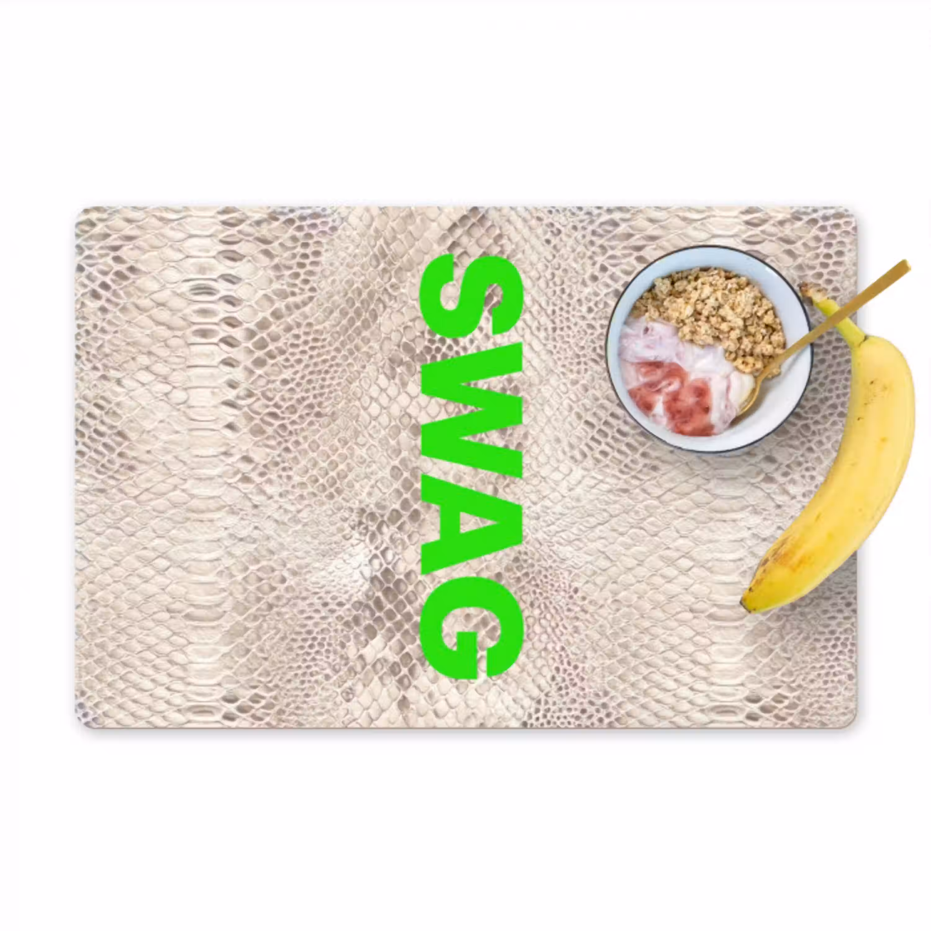 Slangenprint - SWAG - Neon - Groen Placemat vinyl groot -zzzproduct_Kitchenyeah-website