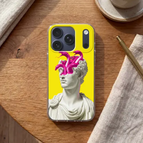 Buste - Slangen - Geel Telefoonhoesje iPhone 17 Pro klein -sfeer1