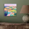 Landschap - Paars - Pastel - Huizen aluminium wit klein -sfeer2