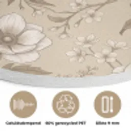 Bloemen - Patroon - Beige Akoestische PET Vilt - Rond klein -closeup_NL