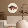 Schubben - Rood - Vis - Vinnen Wandcirkel kunststof plaat 5mm dik klein -sfeer1