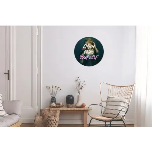 Vrouw - Roos - Quote Wandcirkel aluminium klein -woonkamer