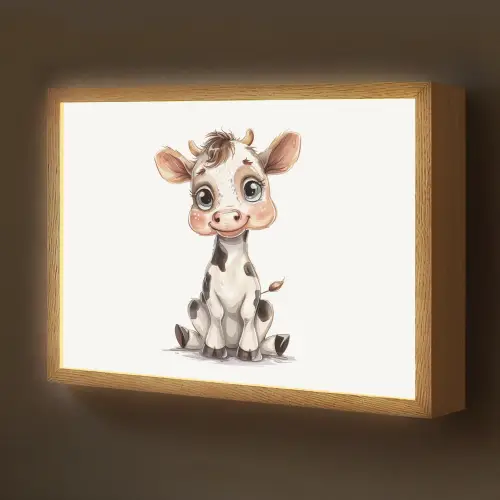 Koe - Baby dier - Boerderij dieren Light Box met batterij (Wandlamp kind) middel -z3d_website