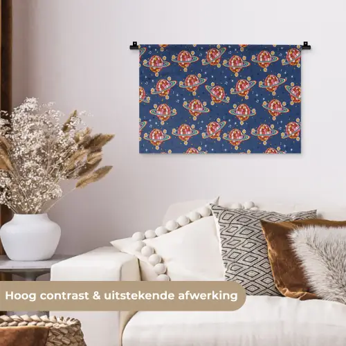 Disco - Blauw - Patroon Wandkleed katoen klein 269 -sfeer1
