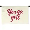 you go girl - Rood - Wit Wandkleed katoen klein -zz3d