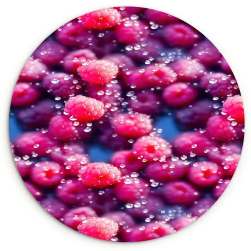 Frambozen - Waterdruppels - Vruchten Wandcirkel kunststof plaat 5mm dik klein 188 -3d