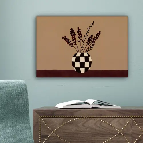 Minimalistisch - Vaas - Bloemen - Bruin canvas 2cm klein -sfeer4