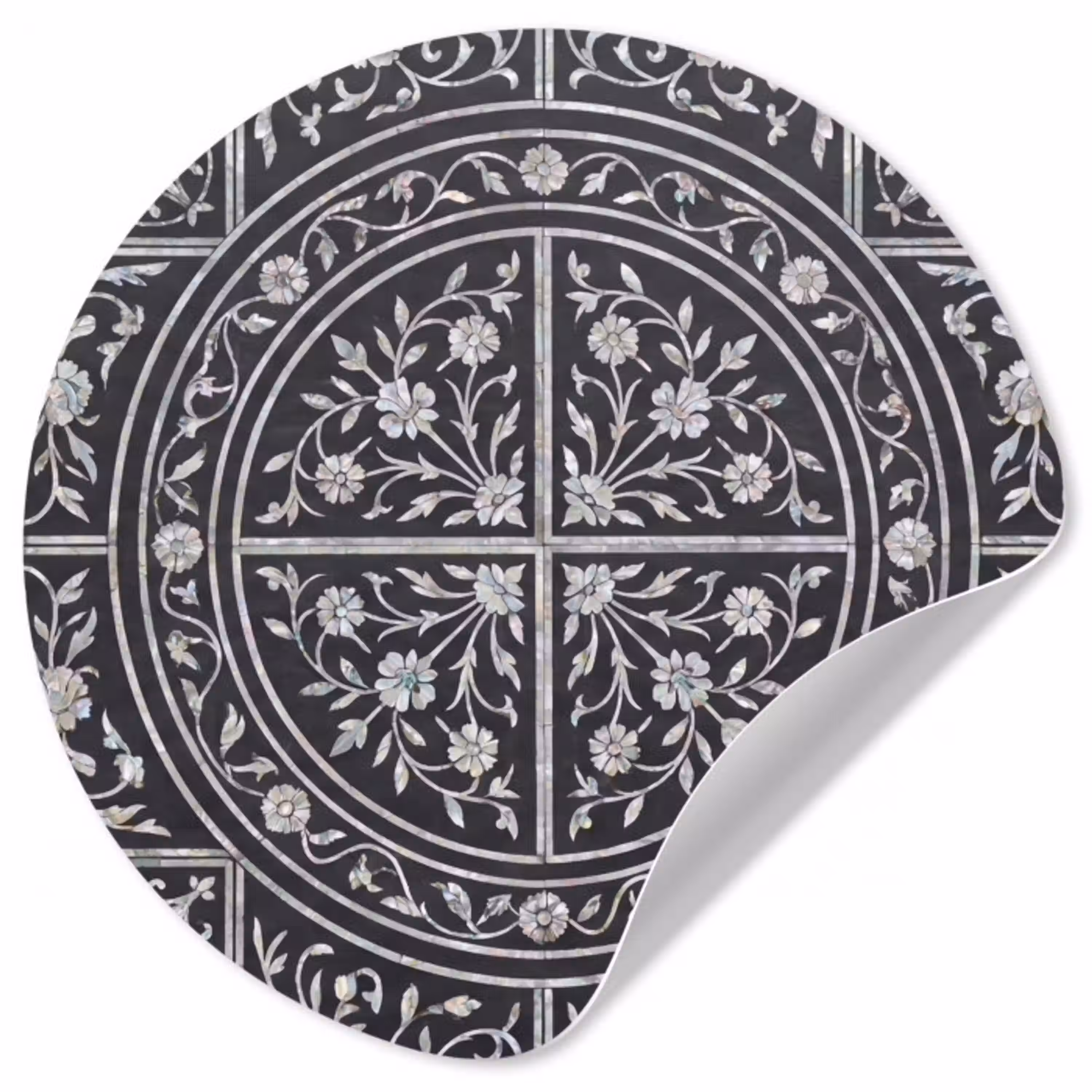 Patroon - Bloemmotief - Decoratie - Klassiek - Zwart Wandcirkel behangsticker klein -3d