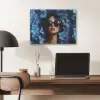 Vrouw - Blauw - Bloemen - Vlinders - Natuur PET vilt klein -sfeer5