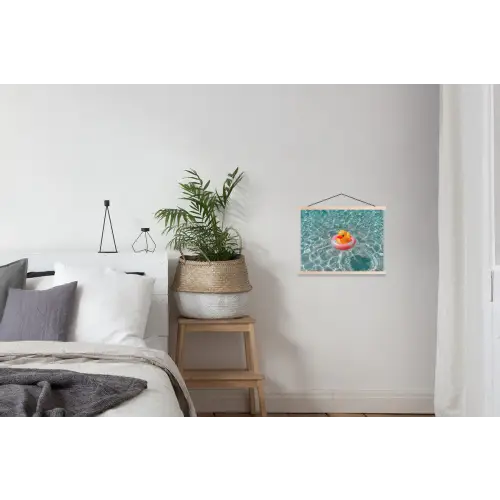 Badeend - Zwemband - Geel textielposter latten blank klein -woonkamer