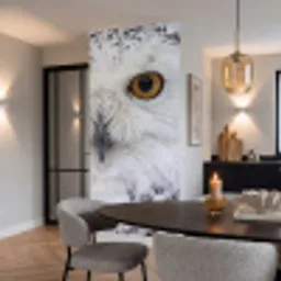 Sneeuwuil - Oog - Wildlife - Wit Behang Vlies klein -sfeer3