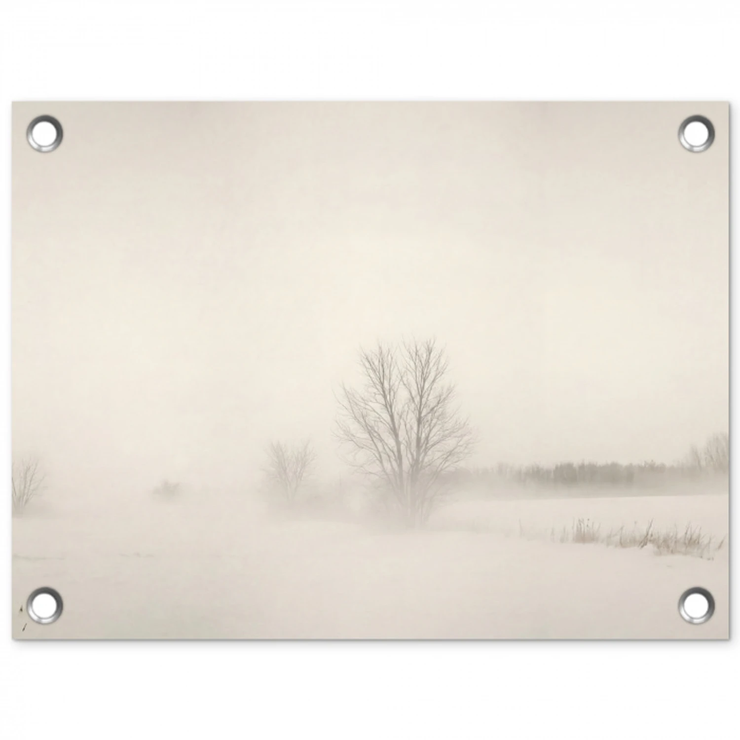 Boom - Mist - Sneeuw - Winter - Minimalistisch tuinposter los doek klein -3d