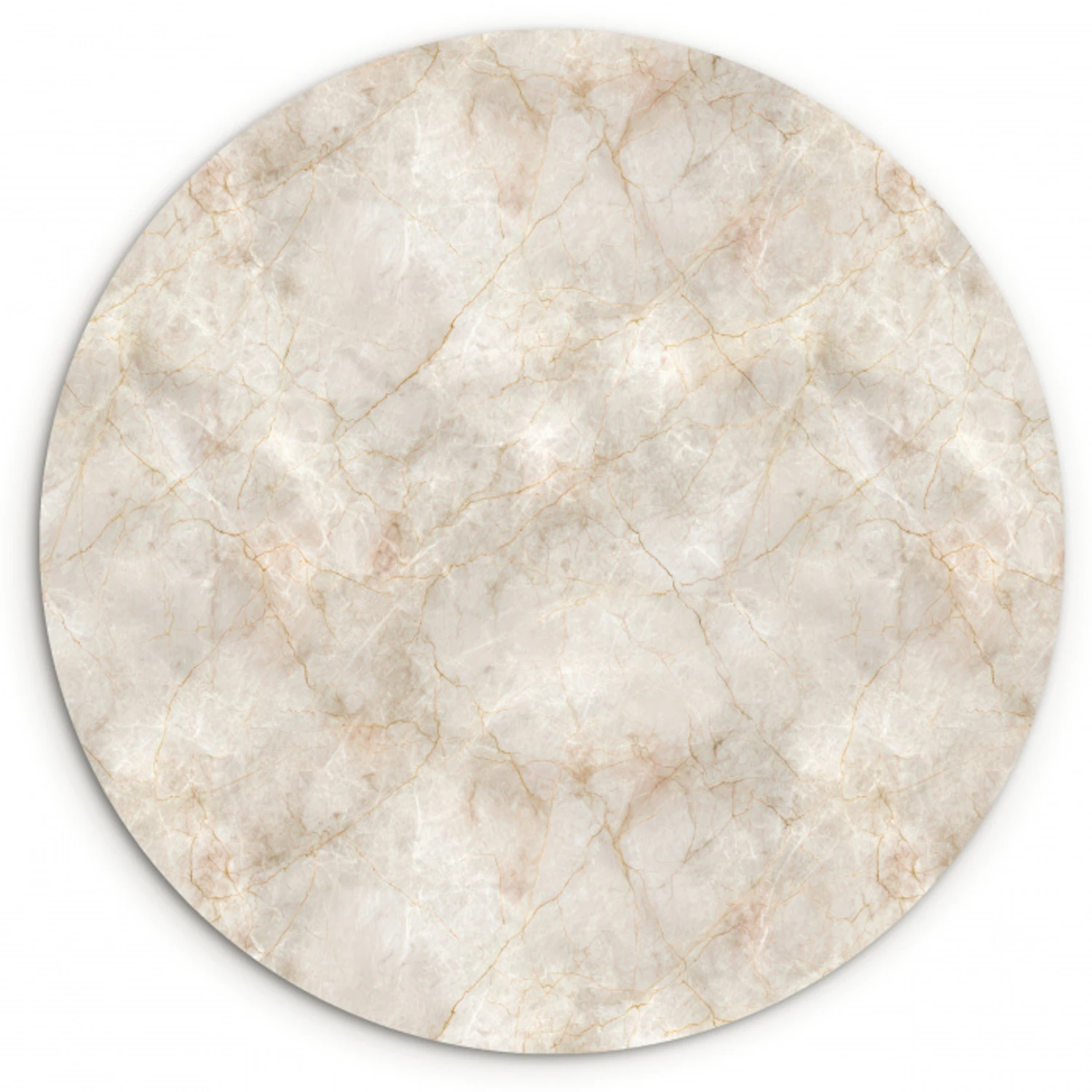 Lichtbeige - Goudbruine Nerven - Marmer Wandcirkel kunststof plaat 5mm dik klein 188 -3d