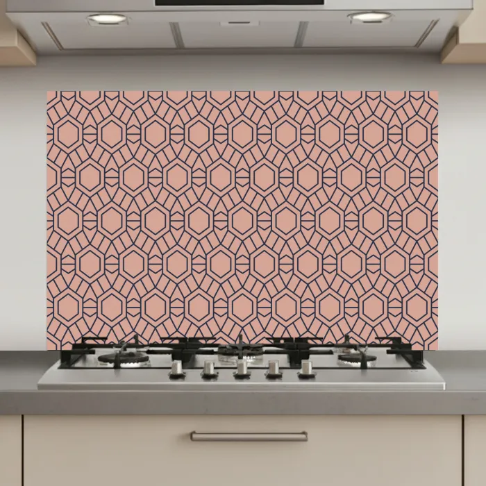 Strak - Patroon - Roze - Donkerblauw keuken achterwand spatscherm klein 900 -3d_website