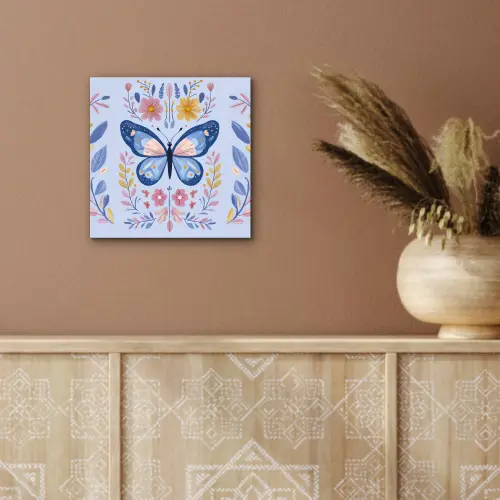 Vlinder - Lichtblauw - Sierlijk - Bloemen aluminium wit klein -sfeer4