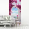 Zee - Roze - Bloemen - Poort fotobehang vinyl groot -woonkamer