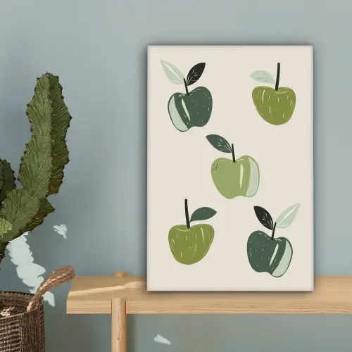 Appels - Groen - Illustratie - Bladeren canvas 2cm klein -sfeer4