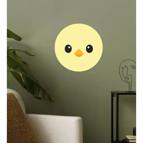 Kuiken - Vrolijk - Geel - Minimalistisch Wandcirkel behangsticker klein -sfeer2