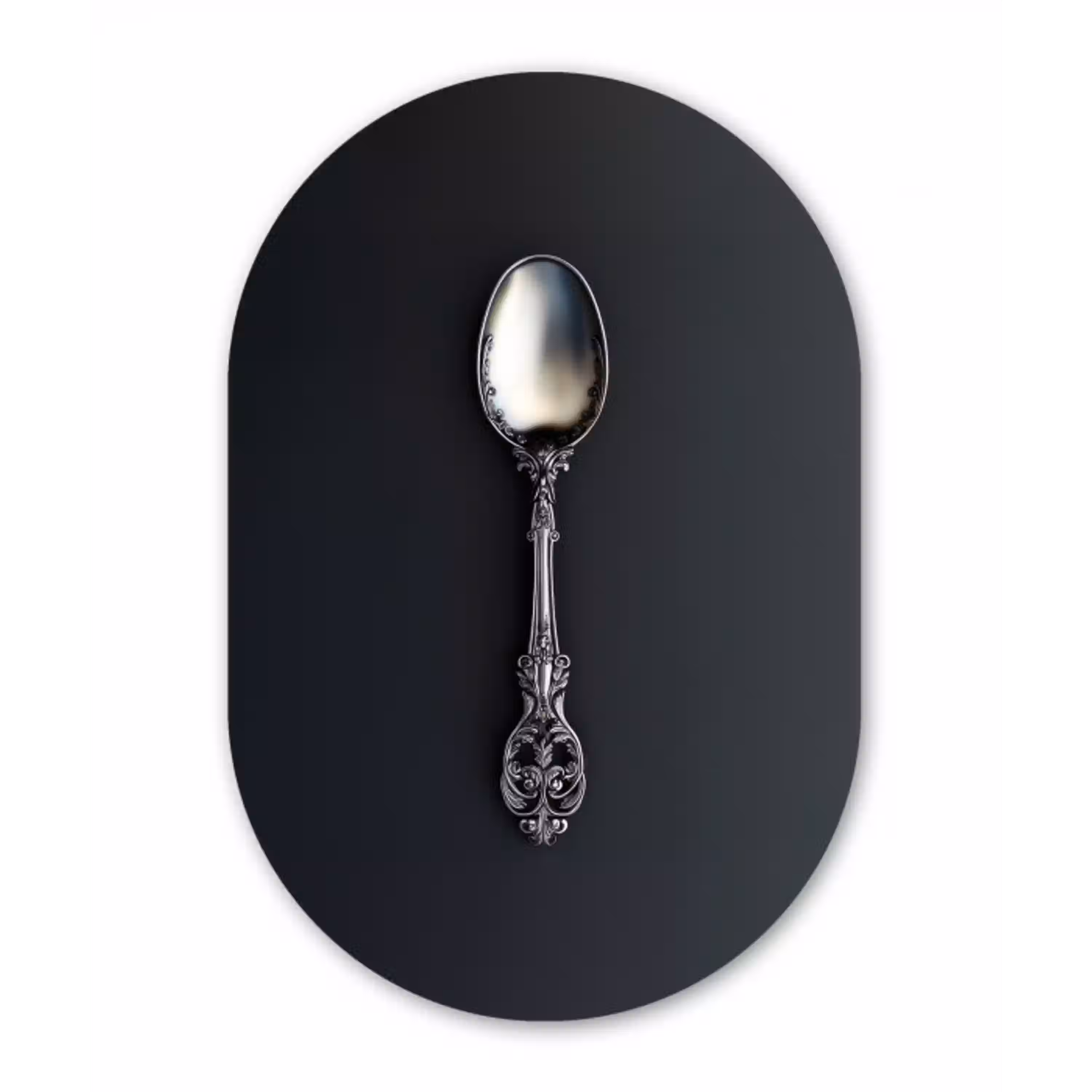 Lepel - Zilver - Metaal Wandcirkel Ovaal Glas middel -3d