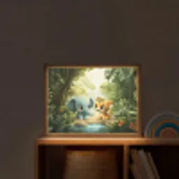 Olifant - Tijger - Bos - Jungle Light Box met batterij (Wandlamp kind) middel -sfeer1_kind