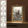 Bruine beer - Wilde dieren - Bloemen - Planten Light Box met kabel (Tafellamp) klein -USP_NL