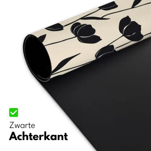 Tulpen - Patroon - Zwart Muismat XXL klein 681 -sfeer2