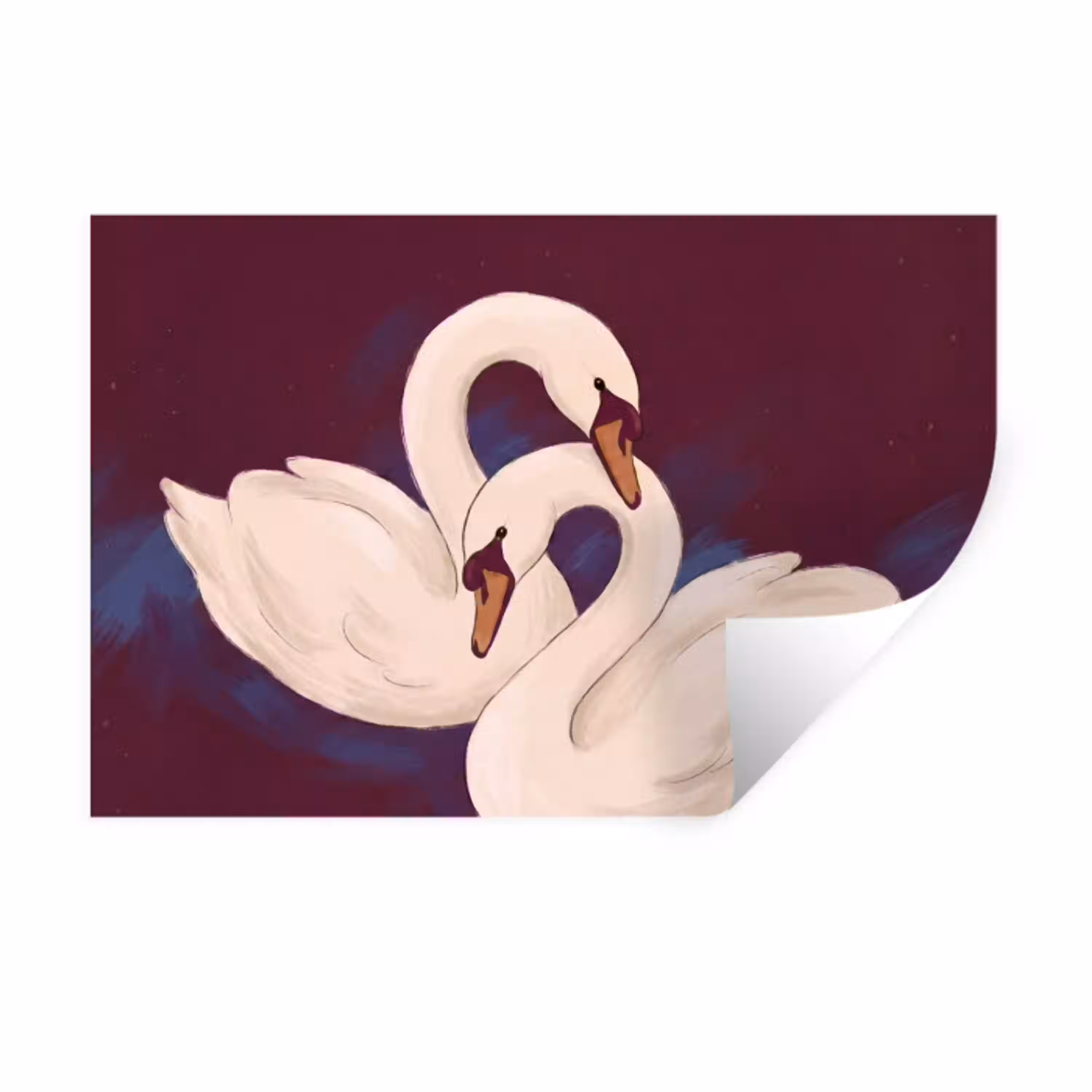 Vogel - Koppel - Liefde - Abstract - Wit Muursticker klein -3d
