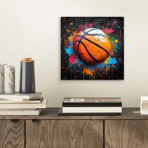 Graffiti - Basketbal - Verf - Sport aluminium wit klein -sfeer1