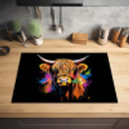 Schotse Hooglander - Graffiti - Kleurrijk - Bloem - Dieren Inductie beschermer vinyl 3mm klein -sfeer5