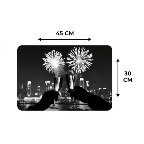 Vuurwerk - Proosten - Skyline - Champagne Placemat vinyl groot -specs