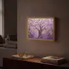 Levensboom - Boom - Paars - Goud - Modern Light Box met batterij (Wandlamp) middel -sfeer1