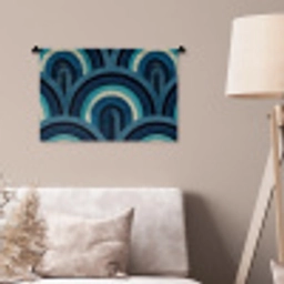 Bogen - Geometrisch - Patroon - Blauw - Retro Wandkleed katoen klein 269 -sfeer4