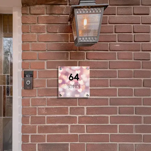 Hartvormige gloed - Modern Naambord Vierkant klein -sfeer7-XS
