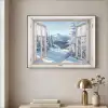 Doorkijk - Winter - Landschap - Natuur - Berg - Bomen - Wit Textielframe zwart klein -sfeer2