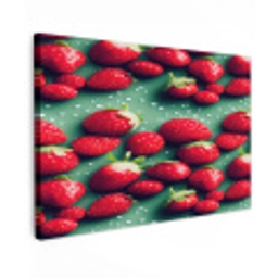Aardbeien - Rood - Groen - Kroontjes Tuinposter op houten frame 2 cm dik klein 845 -3d