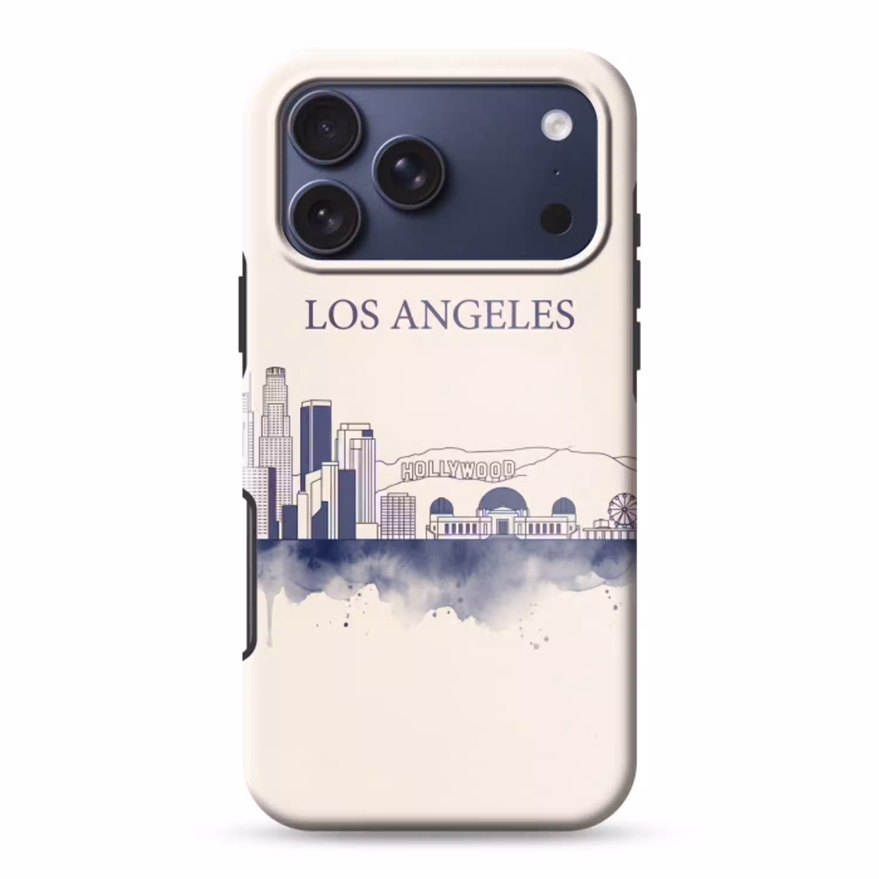 Los Angeles - Skyline - Architectuur - Aquarel - Blauw Toughcase MagSafe Apple iPhone 17 Pro Max klein -3d