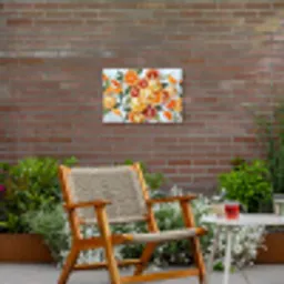 Schijfjes - Fruit - Oranje - Mozaïek Tuinposter op houten frame 2 cm dik klein -sfeer3