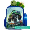 Groene Monstertruck met Penseelstreken Kinderrugzak - Blauw middel -inhoud_NL