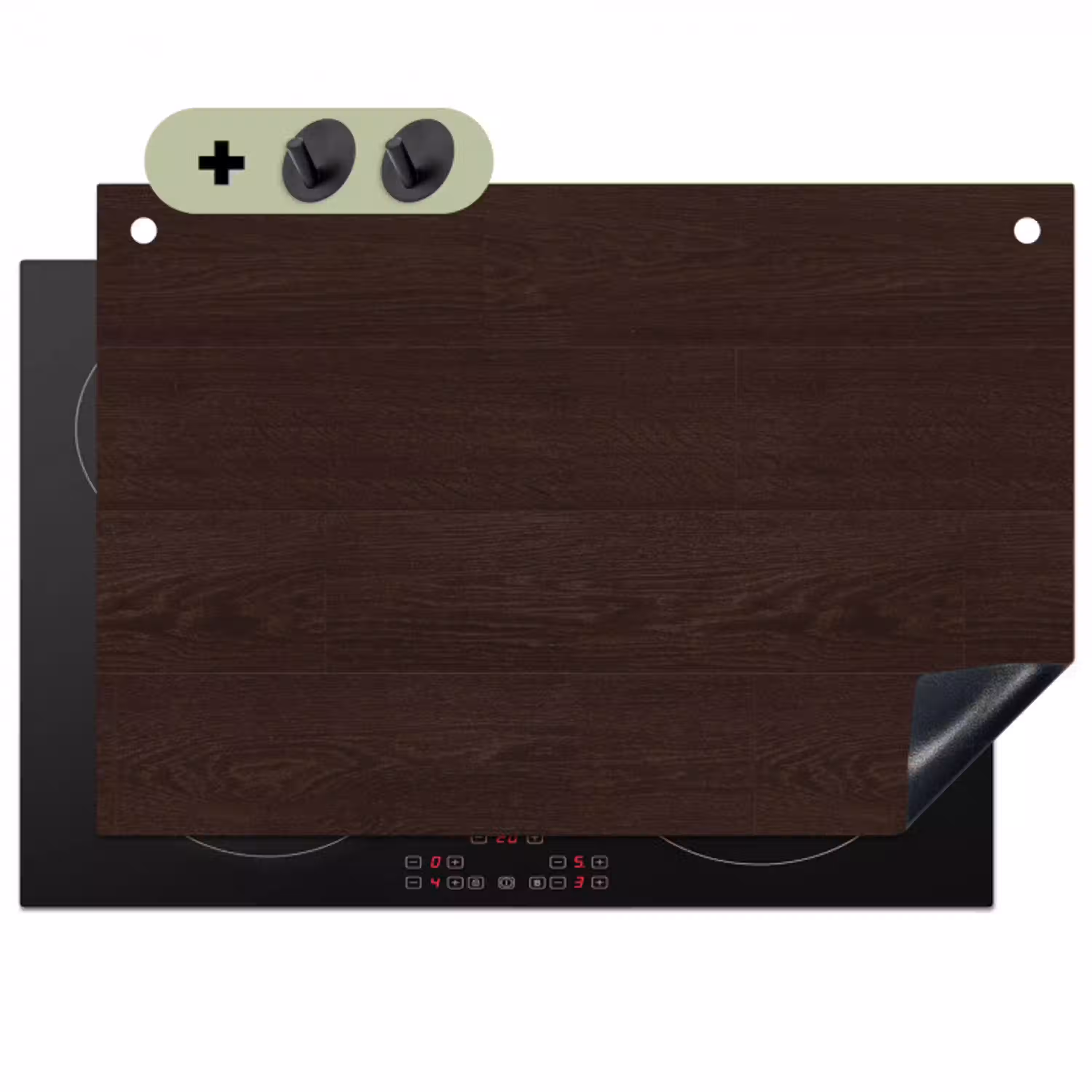 Patroon - Hardhout - Plank Inductie beschemer met haakjes klein 777 -3d