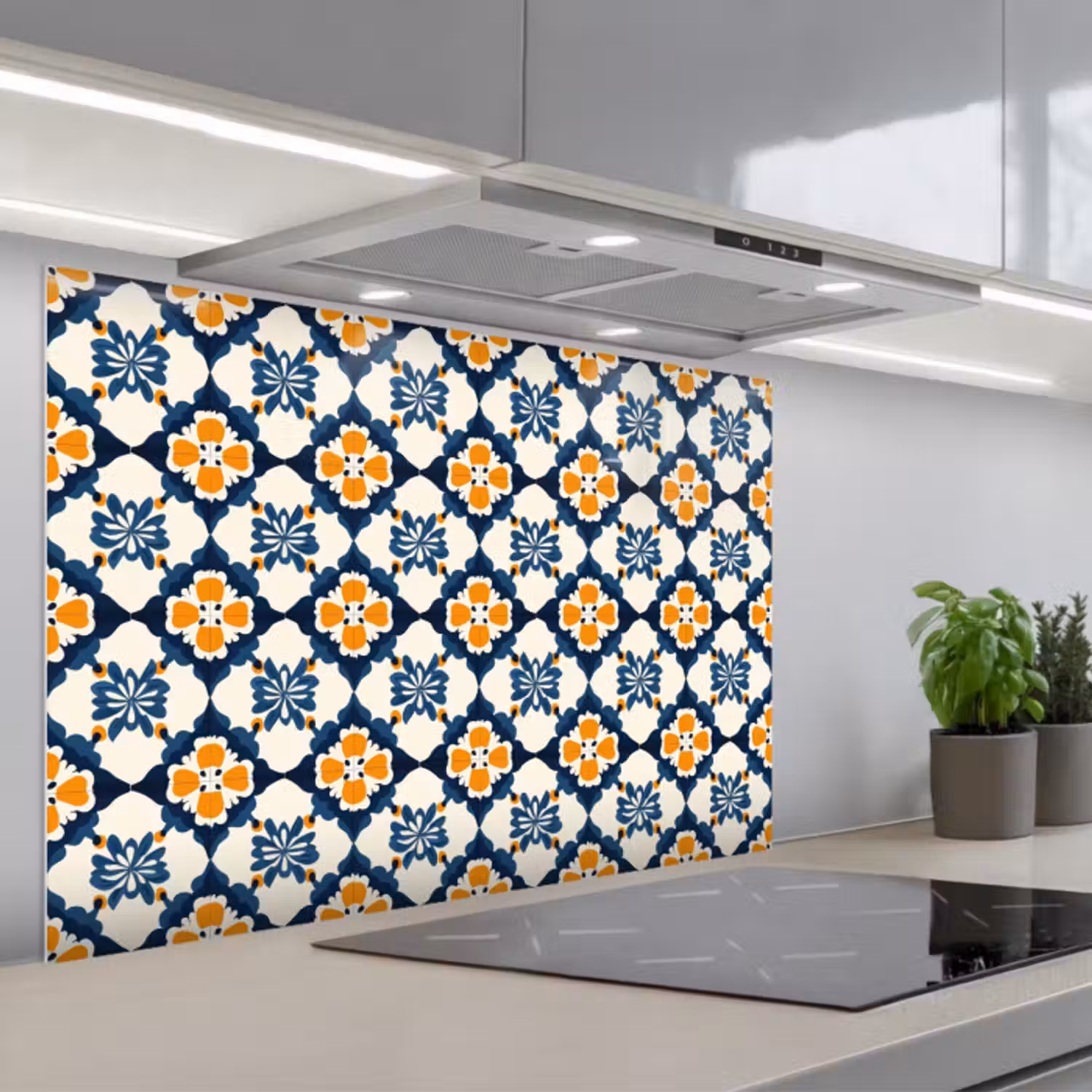 Spritzschutz Küche - Klassisch - Geometrisch - Blau