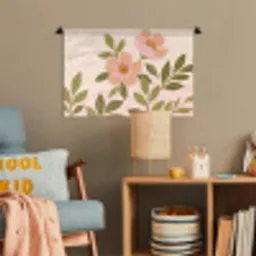 Grafisch - Bloemen - Roze Wandkleed katoen klein -wsfeer4_kind