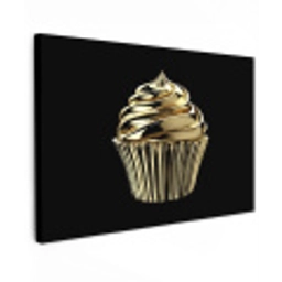 Cupcake - Eten - Goud - Zwart Tuinposter op houten frame 2 cm dik klein -3d