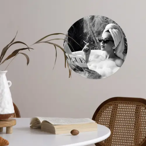 Relaxt - Bad - Zwart - Wit Wandcirkel behangsticker klein -sfeer3