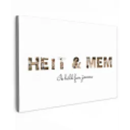 Heit & Mem - Lettercollage Tuinposter op houten frame 2 cm dik klein -3d